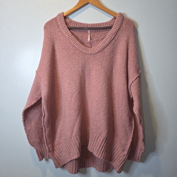 Free People Brookside Alpine Rose Oversized Knit Sweater Size Small Fits L - Picture 1 of 5